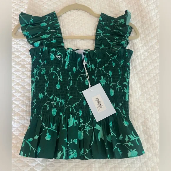 NWT Hill House Paz Nap Top in Emerald Botanical (green) size small - Picture 3 of 5
